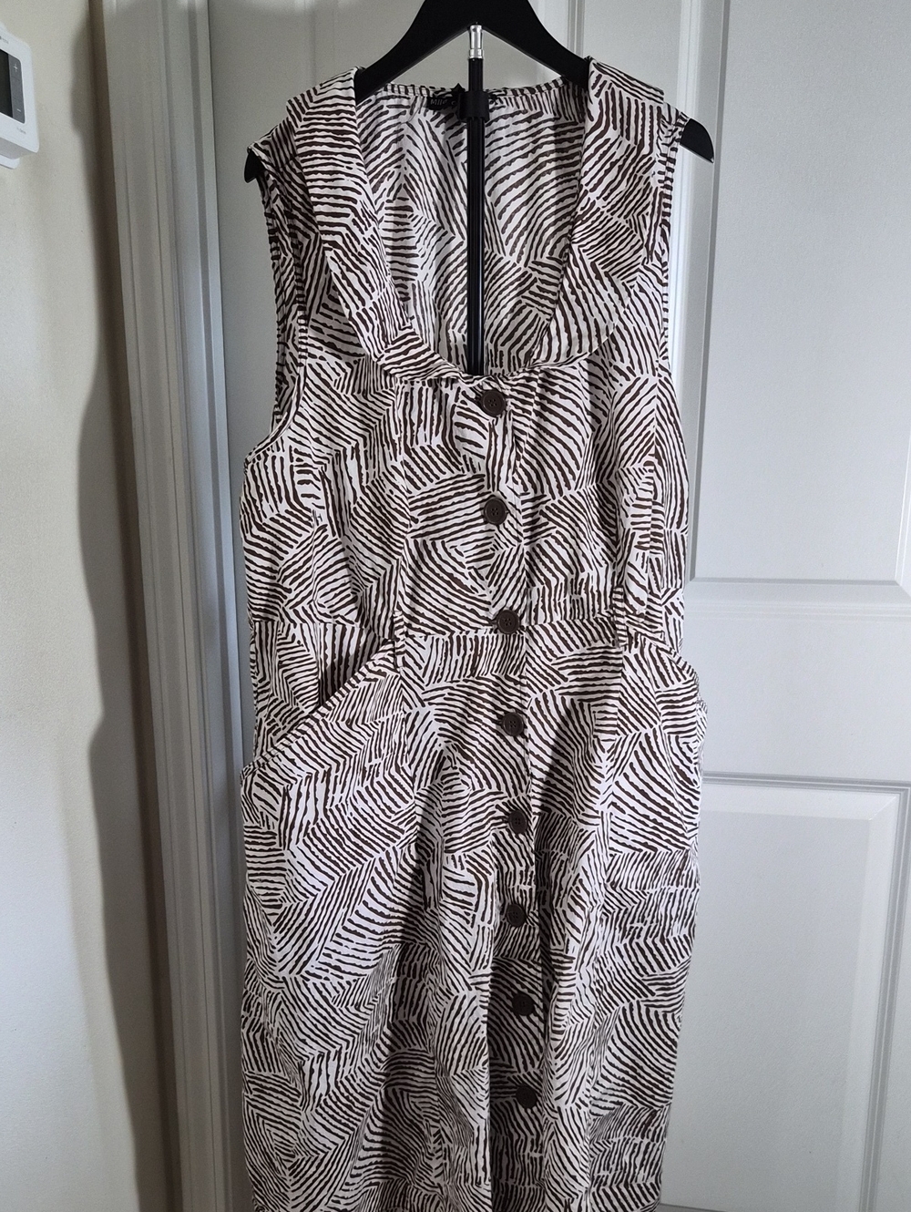 Mlle Gabrielle Brown & White Sleeveless Midi Dress
